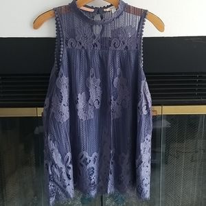 Lace blouse, high neck